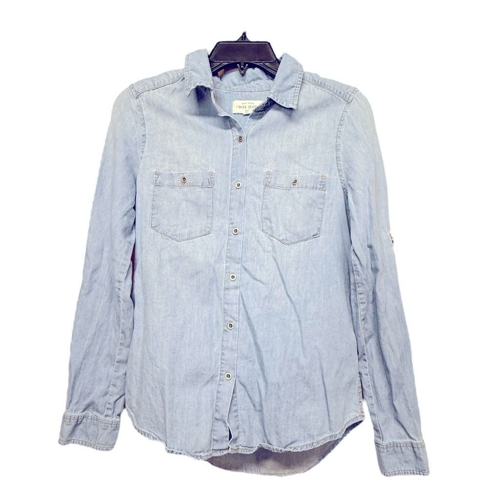 Wax Jean Blue Denim Blouse Long Sleeve Size Small - Picture 2 of 5